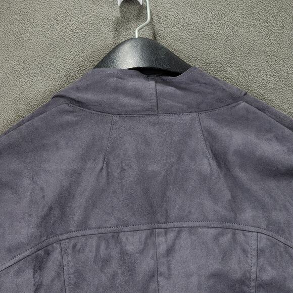 Kut from Kloth M Womens Faux Suede Leather Moto Jacket Gray Stretch punk preppy - Picture 11 of 13